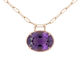 32.42ct Amethyst 18K Gold Statement Oval Pendant