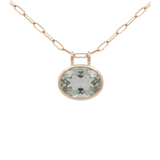 29.65ct Green Amethyst 18K Gold Oval Pendant