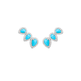 2.16ct Diamond Turquoise 18K Gold Climber Earrings