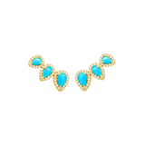 2.18ct Turquoise Diamond 18K Gold Climber Earrings