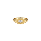 0.31ct Diamond 18K Gold Marquise Fluted Signet Ring