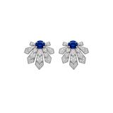 2.92ct Diamond Sapphire 18K Gold Leaf Earrings