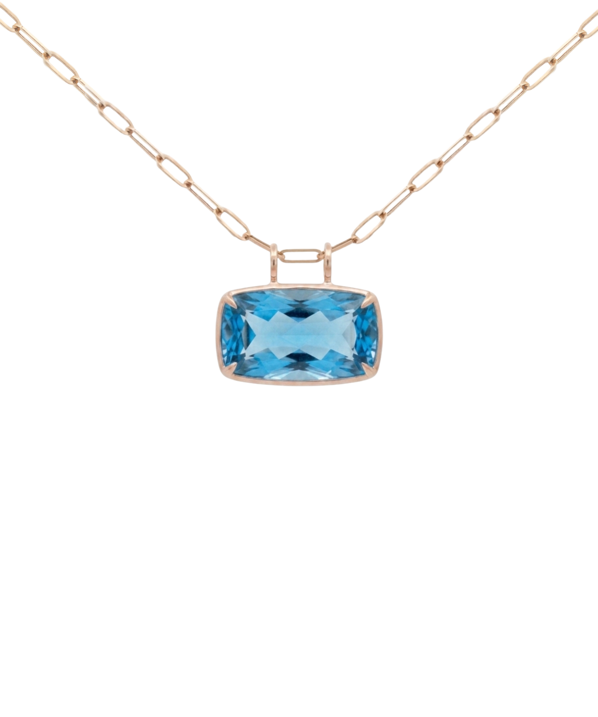 21.35ct Sky Blue Topaz 18K Gold Small Cushion Cut Pendant