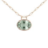 21.18ct Green Amethyst 18K Gold Medium Oval Pendant