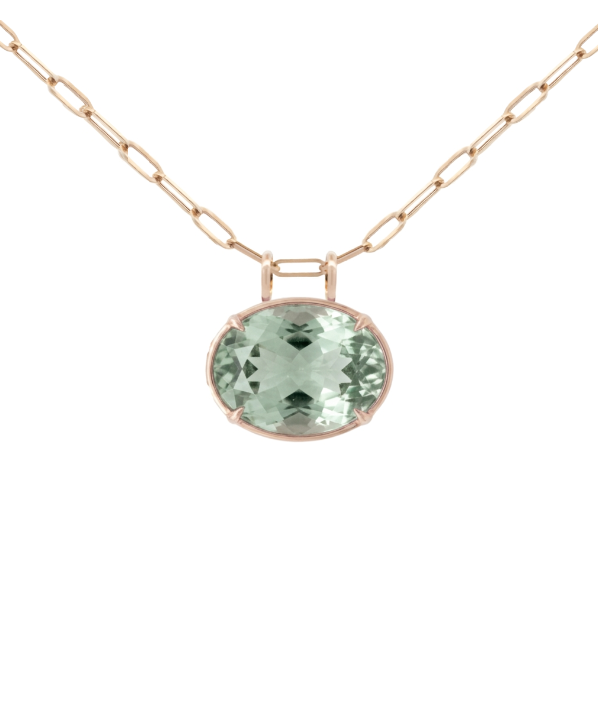 20.09ct Green Amethyst 18K Gold Medium Oval Pendant