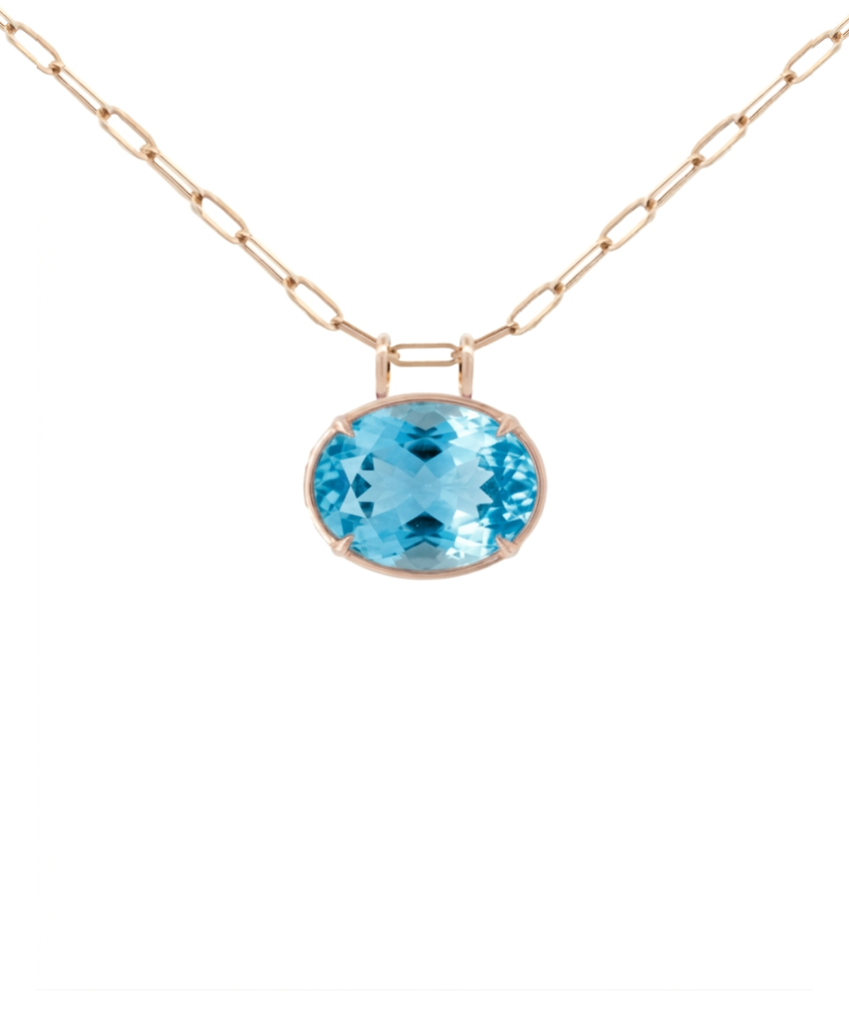 22.86ct Sky Blue Topaz 18K Gold Small Oval Pendant