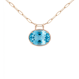 22.86ct Sky Blue Topaz 18K Gold Small Oval Pendant