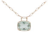 21.08ct Green Amethyst 18K Gold Medium Cushion Pendant