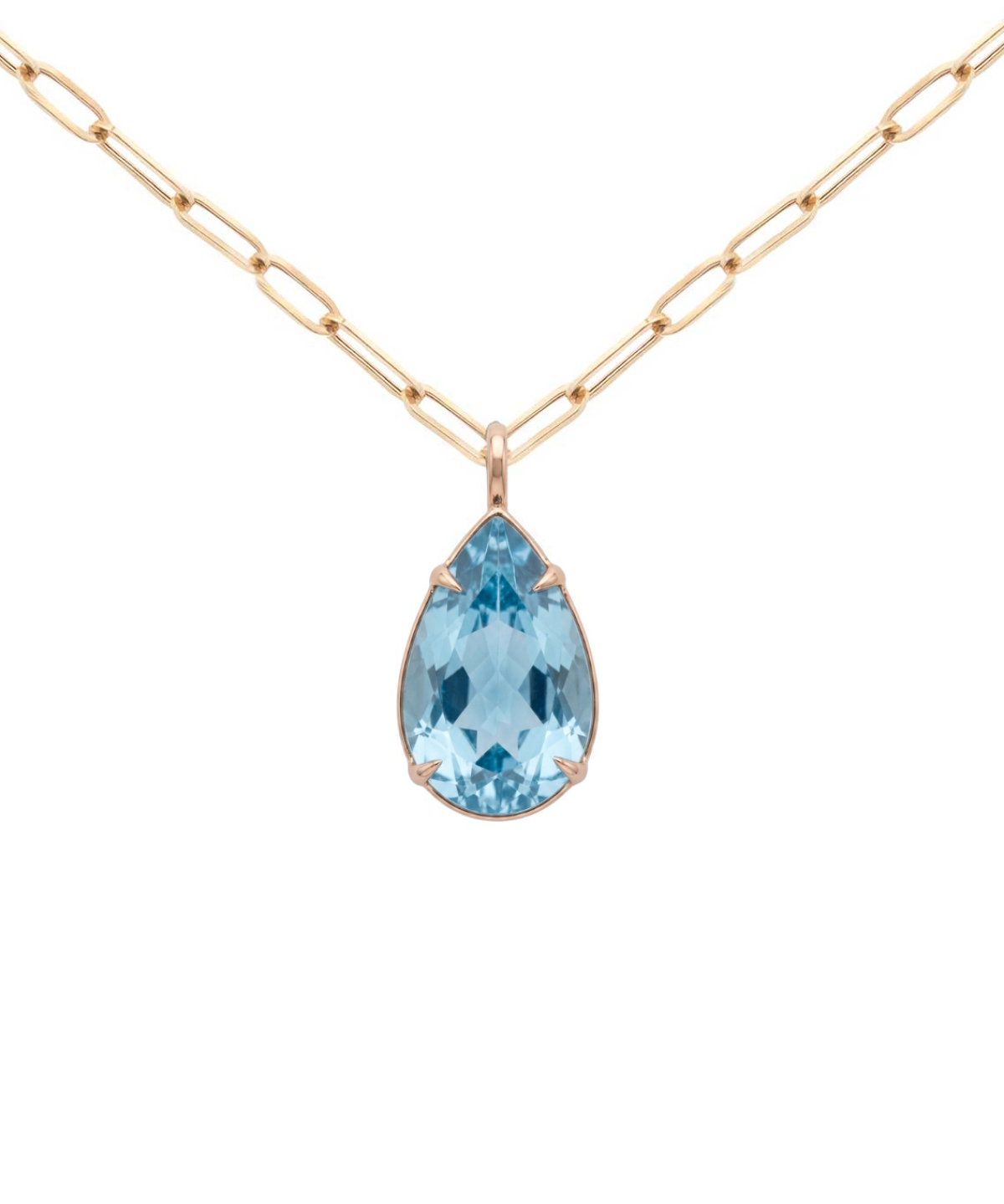 37.09ct Blue Topaz 18K Gold Pendant