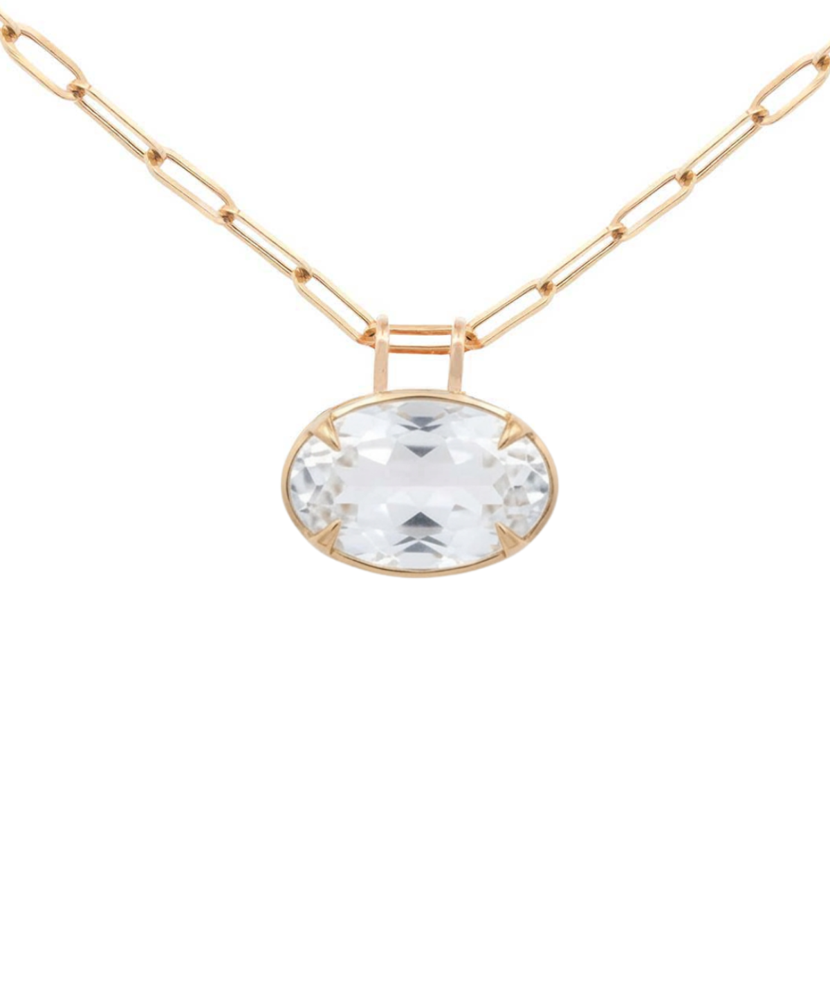 31.55ct White Topaz 18K Gold Oval Pendant