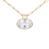 31.55ct White Topaz 18K Gold Oval Pendant