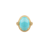 8.69ct Diamond Turquoise 14K Gold Halo Ring
