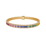 8.45ct Diamond Multi Sapphire 18K Gold Tennis Bracelet