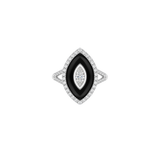 3.27ct Diamond Agate 18K Gold Marquise Ring