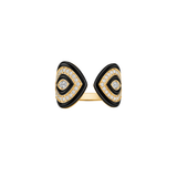 3.83ct Diamond Agate 18K Gold Cuff Ring