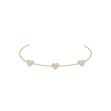 0.33ct Diamond 18K Gold Stationed Heart Chain Bracelet