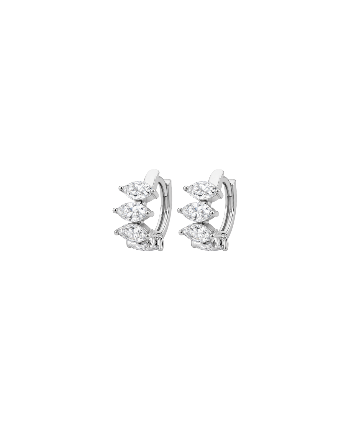 2.49ct Diamond 18K Gold Huggie Marquis Hoop Earrings