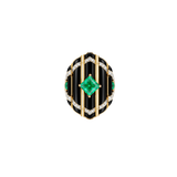 10.83ct Diamond Emerald Onyx 18K Gold Cocktail Ring