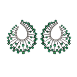 6.04ct Emerald Diamond 18K Gold Statement Firework Earrings