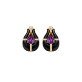 25.12ct Diamond Amethyst Onyx 18K Gold Statement Earrings