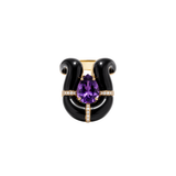 18.62ct Diamond Amethyst Onyx 18K Gold Hook Ring