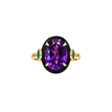 12.74ct Emerald Amethyst Onyx 18K Gold Cocktail Ring