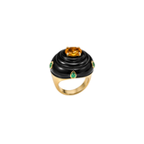 24.70ct Emerald Citrine Onyx 18K Gold Cocktail Ring