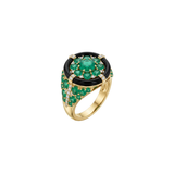 7.19ct Diamond Emerald Onyx 18K Gold Cocktail Ring