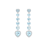 9.12ct Diamond Aquamarine 18K Gold Heart Dangle Drop Earrings