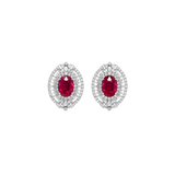 4.01ct Ruby Diamond 18K Gold Halo Earrings