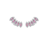 2.12ct Pink Sapphire Diamond 18K Gold Climber Earrings