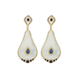 25.71ct Sapphire Diamond Mother of Pearl 18K Gold Earrings