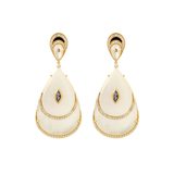 49.86ct Iolite Diamond Mother of Pearl 18K Gold Earrings