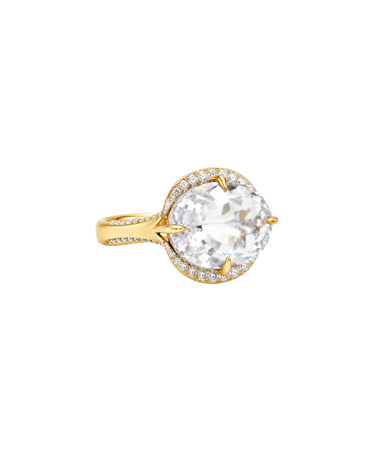 17.42ct Diamond White Topaz 18K Gold Cocktail Ring