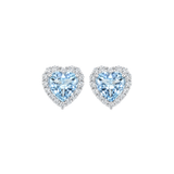 6.72ct Diamond Aquamarine 18K Gold Heart Halo Earrings