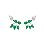 4.60ct Diamond Emerald 18K Gold Leaf Cluster Day & Night Earrings