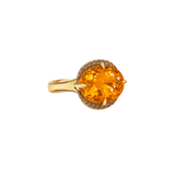 13.30ct Citrine Brown Diamond 18K Gold Cocktail Ring