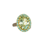 13.45ct Green Amethyst Apatite Diamond 18K Gold Cocktail Ring