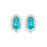 29.87ct Diamond Aquamarine 14K Gold Shield Stud Earrings