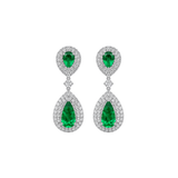 5.89ct Diamond Emerald 18K Gold Drop Earrings