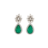 10.17ct Diamond Emerald 18K Gold Flower Drop Earrings