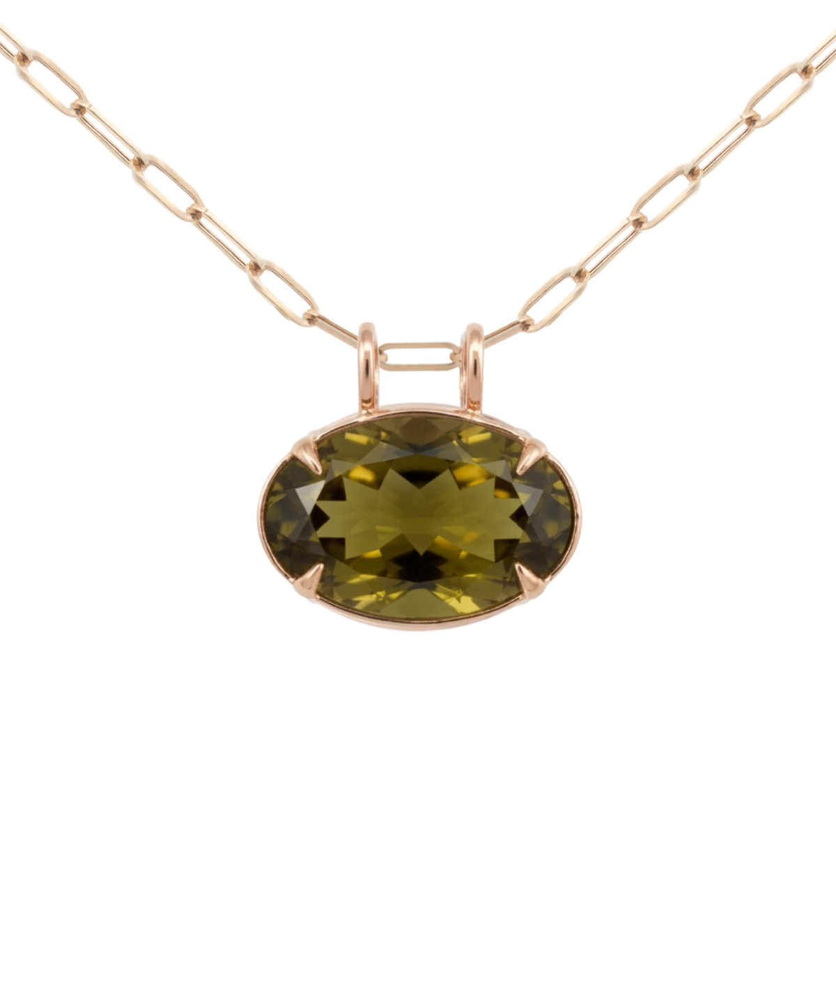 33.20ct Olive Quartz 18K Gold Large Statement Pendant