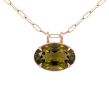 33.20ct Olive Quartz 18K Gold Large Statement Pendant