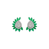 1.10ct Diamond Emerald 18K Gold Cluster Earrings