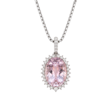 21.51ct Diamond Kunzite 14K Gold Halo Pendant Necklace