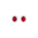 3.06ct Ruby Diamond 18K Gold Halo Earrings