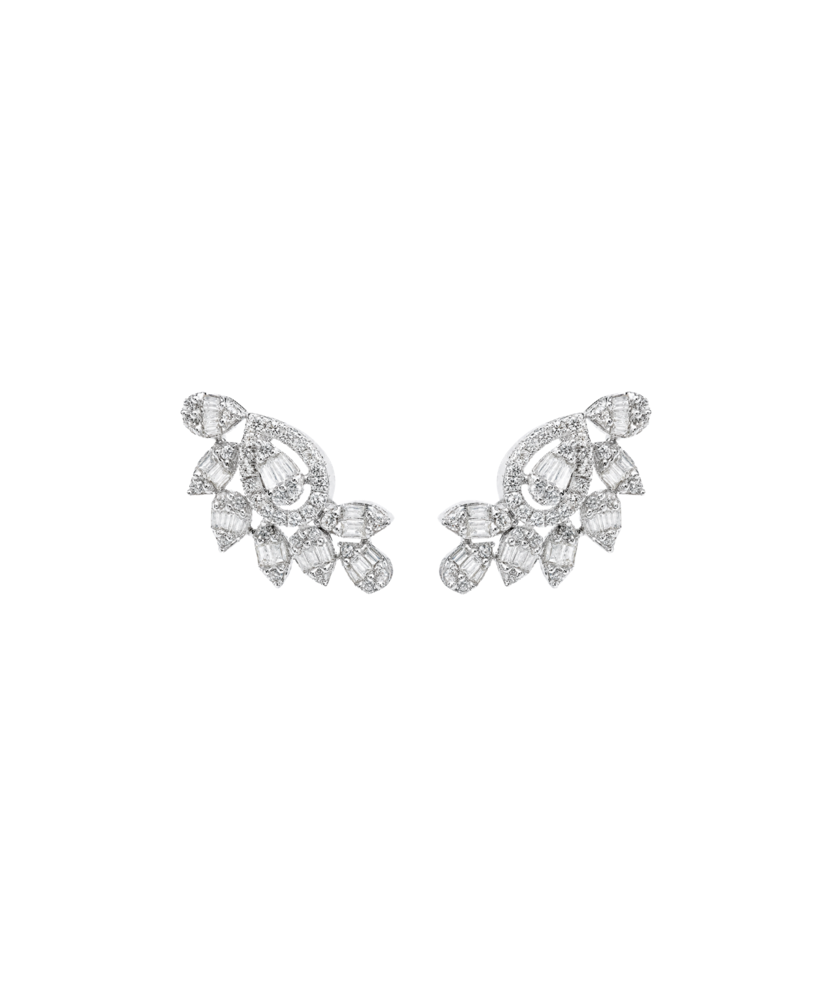 0.60ct Diamond 18K Gold Leaf Pear Illusion Earrings