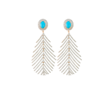 5.26ct Diamond Turquoise 18K Gold Feather Earrings