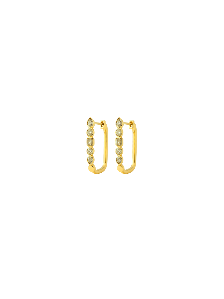 0.61ct Diamond 14K Gold Multi Shape Hoop Earrings