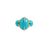 17.02ct Diamond Turquoise 18K Gold Cocktail Ring